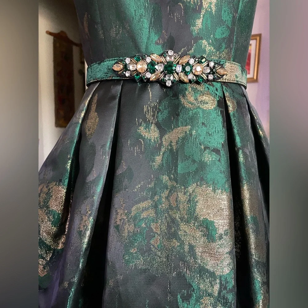 Eliza J Green and Gold Floral Midi Dress - Picture 8 of 10